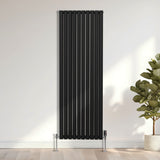 Ovale Kolomradiator & TRV Chroomkranen - 1800mm x 600mm – Zwart