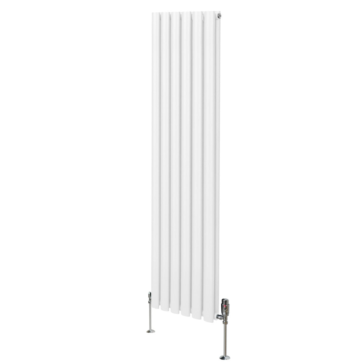 Ovale Kolomradiator & TRV Chroomkranen - 1600mm x 360mm – Wit