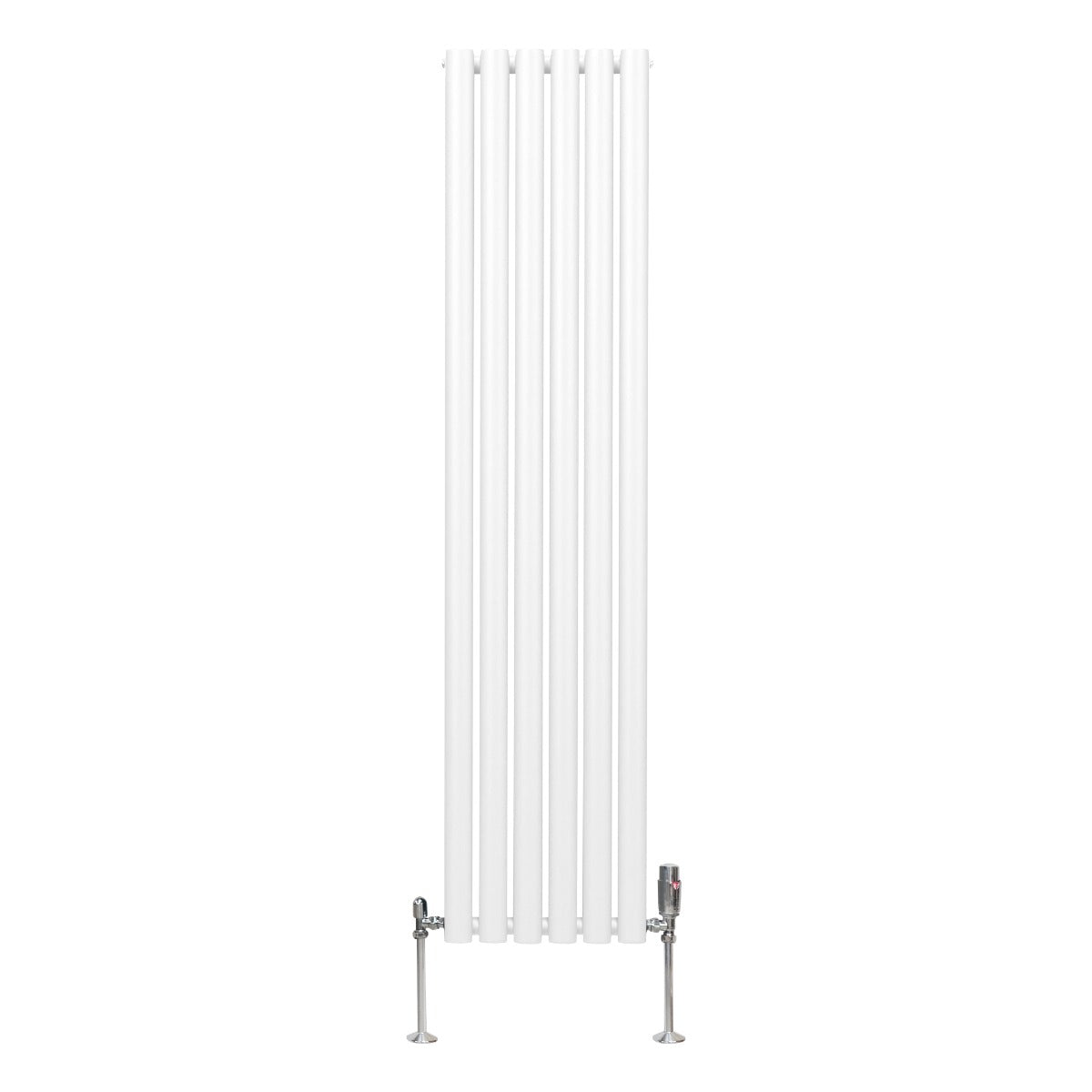 Ovale Kolomradiator & TRV Chroomkranen - 1600mm x 360mm – Wit