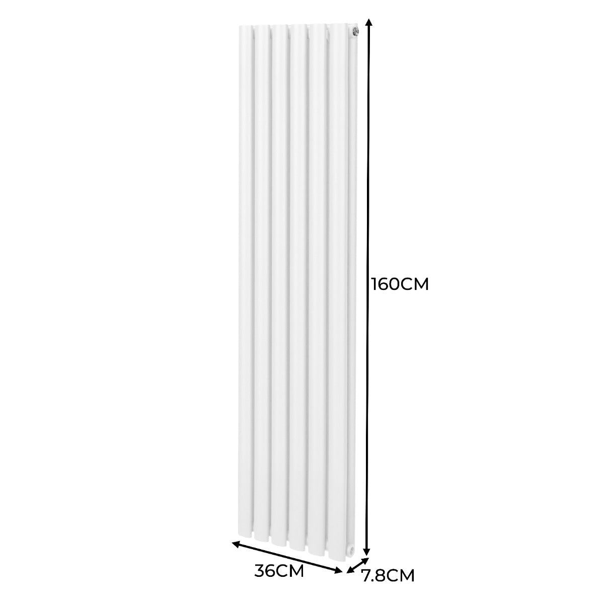 Ovale Kolomradiator & TRV Chroomkranen - 1600mm x 360mm – Wit