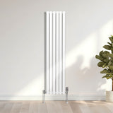 Ovale Kolomradiator & TRV Chroomkranen - 1600mm x 360mm – Wit