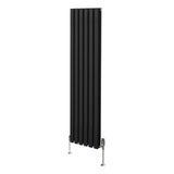 Ovale Kolomradiator & TRV Chroomkranen - 1600mm x 360mm – Zwart