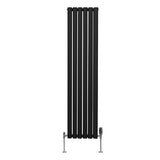 Ovale Kolomradiator & TRV Chroomkranen - 1600mm x 360mm – Zwart