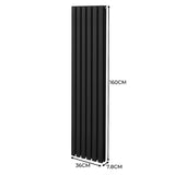 Ovale Kolomradiator & TRV Chroomkranen - 1600mm x 360mm – Zwart