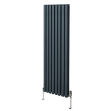 Ovale Kolomradiator & TRV Chroomkranen - 1600mm x 480mm – Antraciet Grijs