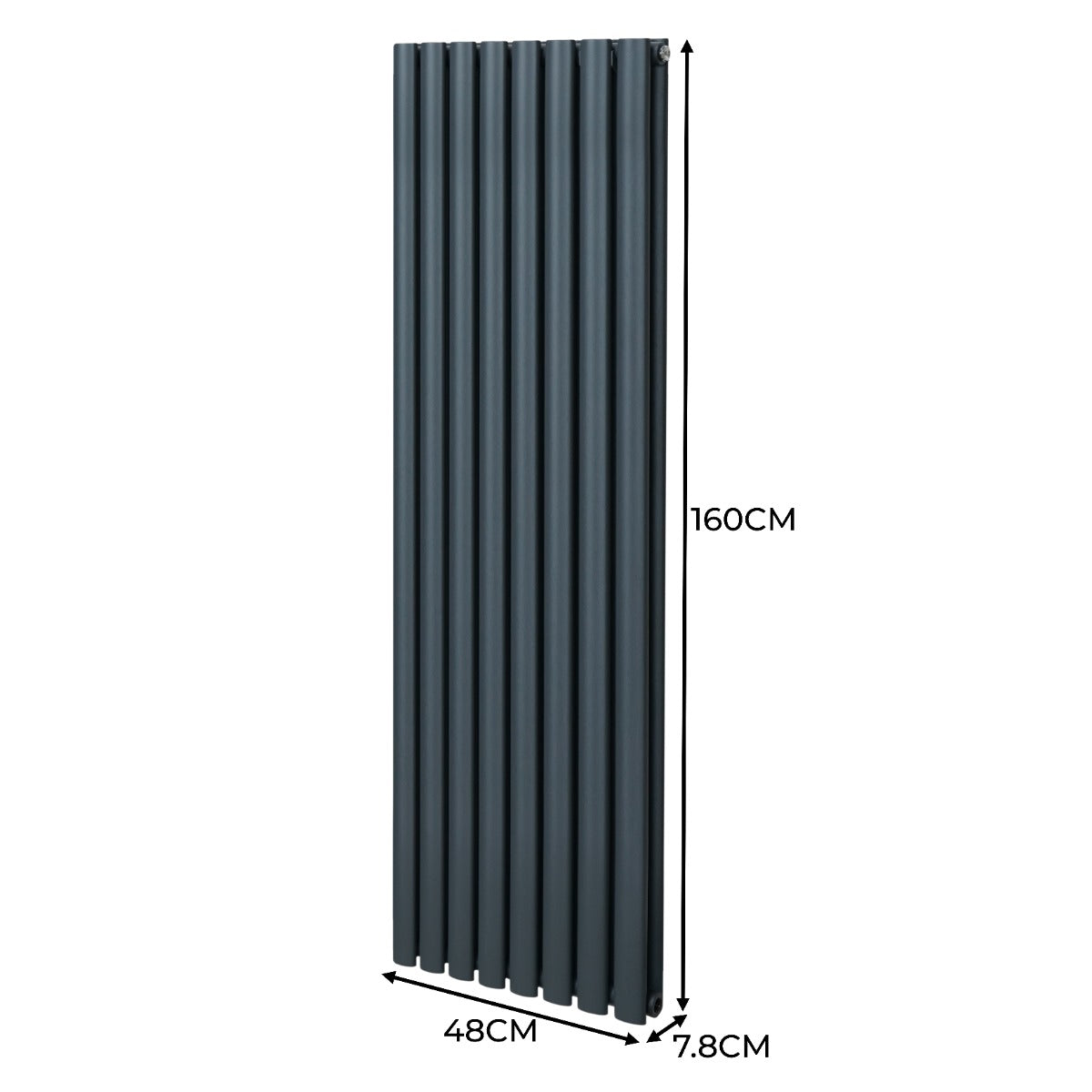 Ovale Kolomradiator & TRV Chroomkranen - 1600mm x 480mm – Antraciet Grijs