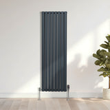 Ovale Kolomradiator & TRV Chroomkranen - 1600mm x 480mm – Antraciet Grijs