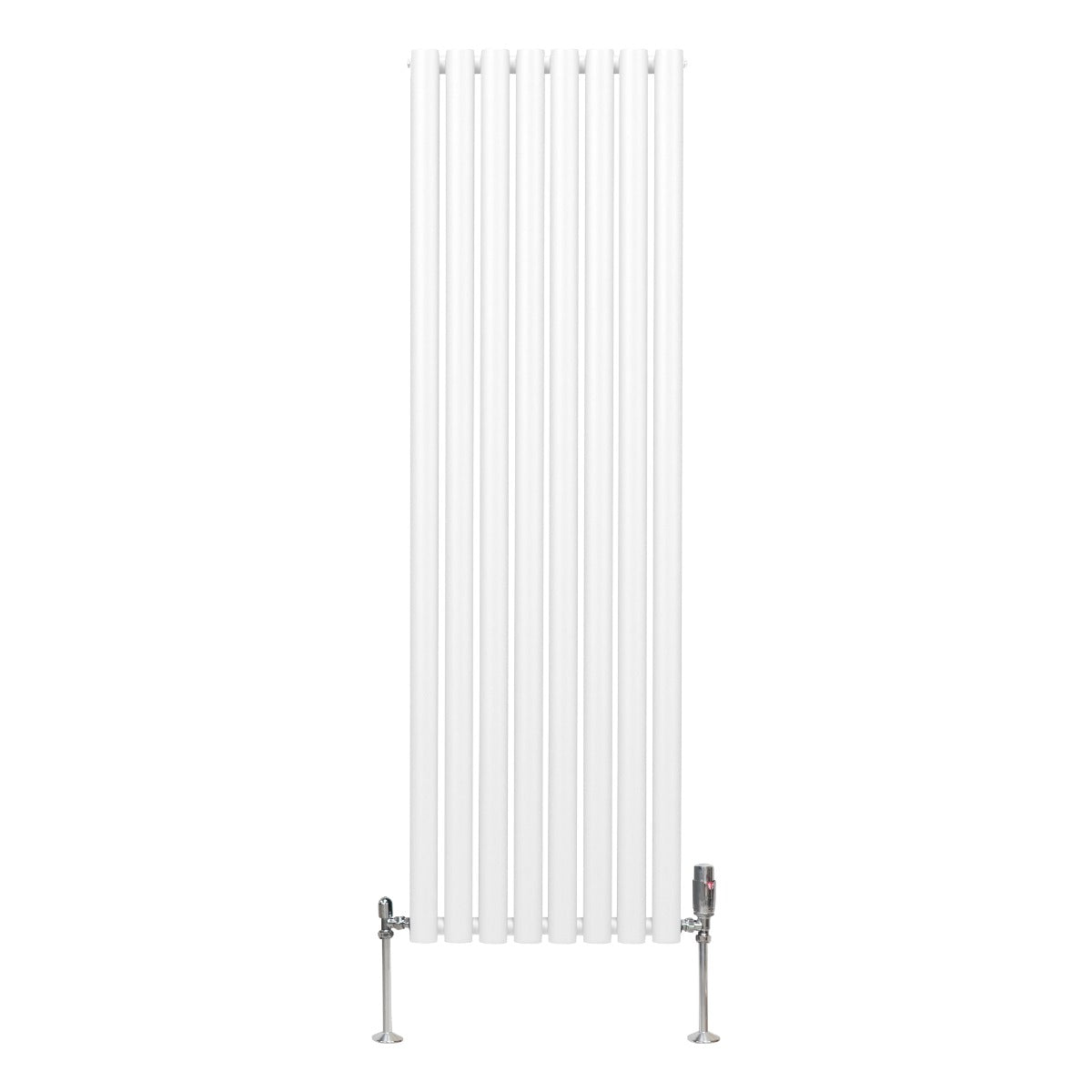 Ovale Kolomradiator & TRV Chroomkranen - 1600mm x 480mm – Wit