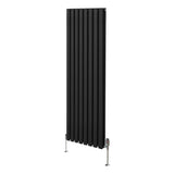 Ovale Kolomradiator & TRV Chroomkranen - 1600mm x 480mm – Zwart