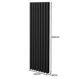 Ovale Kolomradiator & TRV Chroomkranen - 1600mm x 480mm – Zwart