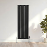 Ovale Kolomradiator & TRV Chroomkranen - 1600mm x 480mm – Zwart