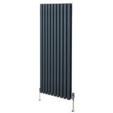 Ovale Kolomradiator & TRV Chroomkranen - 1600mm x 600mm – Antraciet Grijs