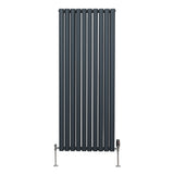 Ovale Kolomradiator & TRV Chroomkranen - 1600mm x 600mm – Antraciet Grijs