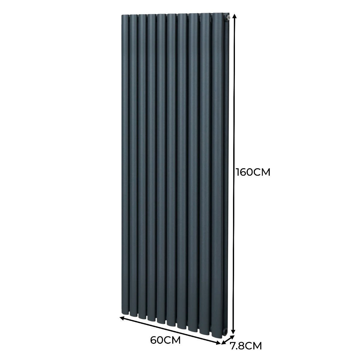 Ovale Kolomradiator & TRV Chroomkranen - 1600mm x 600mm – Antraciet Grijs