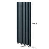 Ovale Kolomradiator & TRV Chroomkranen - 1600mm x 600mm – Antraciet Grijs