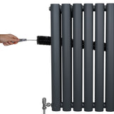 Ovale Kolomradiator & TRV Chroomkranen - 1600mm x 600mm – Antraciet Grijs