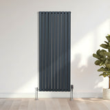 Ovale Kolomradiator & TRV Chroomkranen - 1600mm x 600mm – Antraciet Grijs