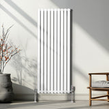 Ovale Kolomradiator & TRV Chroomkranen - 1600mm x 600mm – Wit