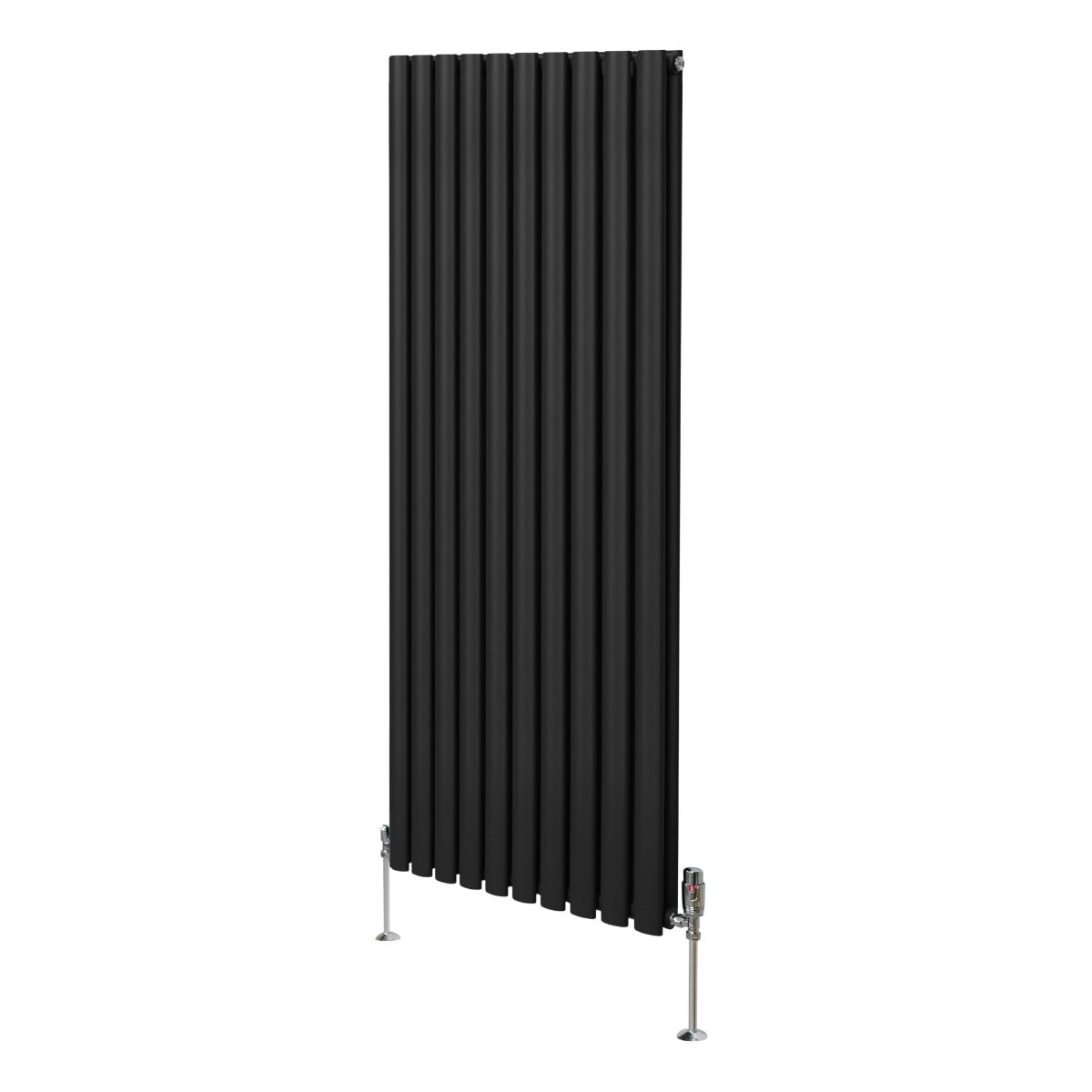 Ovale Kolomradiator & TRV Chroomkranen - 1600mm x 600mm – Zwart