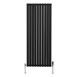 Ovale Kolomradiator & TRV Chroomkranen - 1600mm x 600mm – Zwart