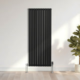 Ovale Kolomradiator & TRV Chroomkranen - 1600mm x 600mm – Zwart