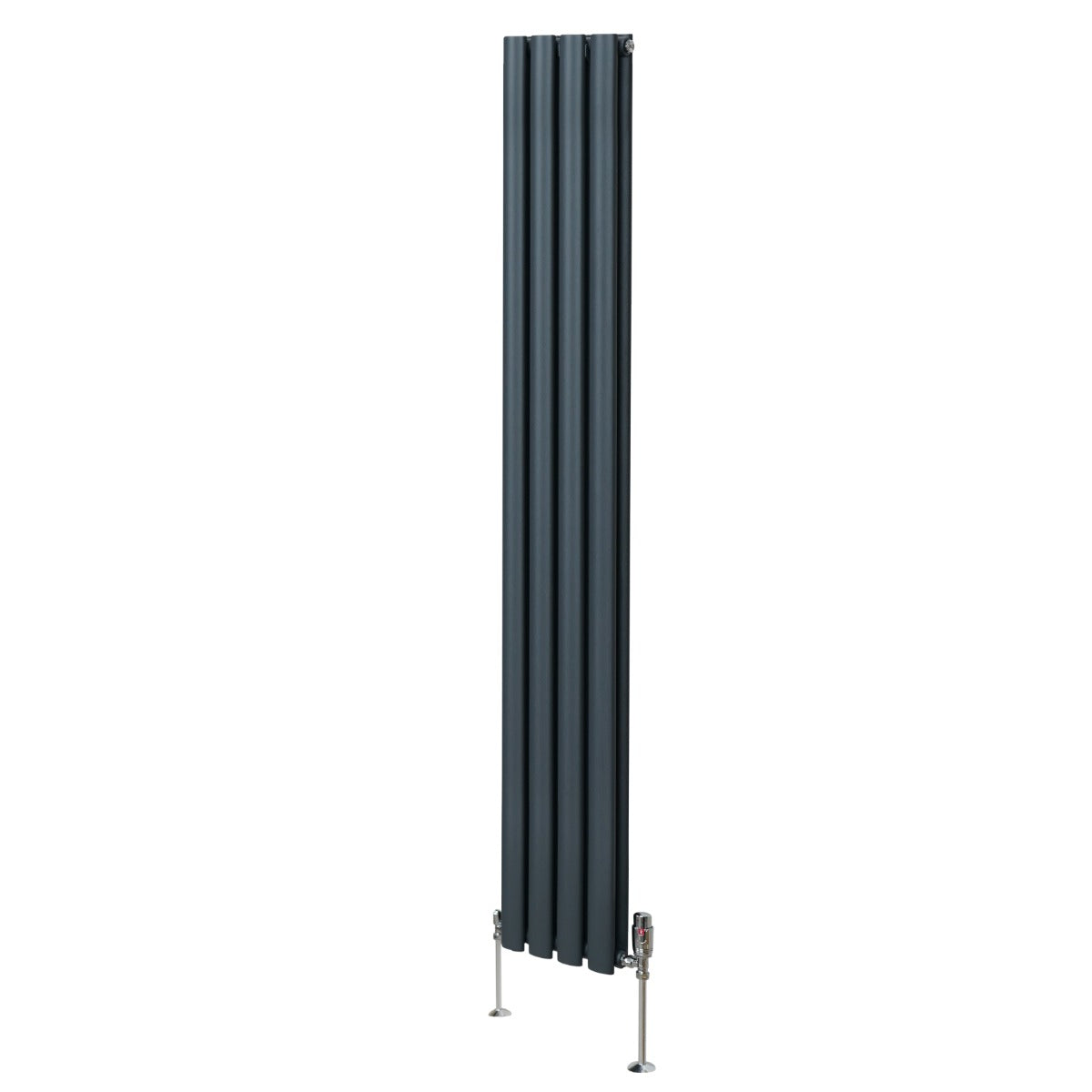 Ovale Kolomradiator & TRV Chroomkranen - 1800mm x 240mm – Antraciet Grijs