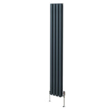 Ovale Kolomradiator & TRV Chroomkranen - 1800mm x 240mm – Antraciet Grijs