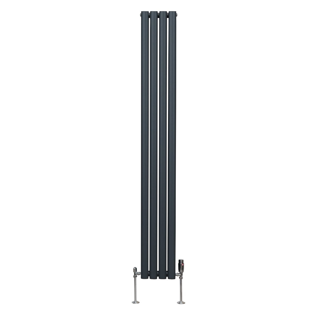 Ovale Kolomradiator & TRV Chroomkranen - 1800mm x 240mm – Antraciet Grijs