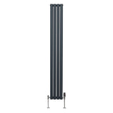 Ovale Kolomradiator & TRV Chroomkranen - 1800mm x 240mm – Antraciet Grijs