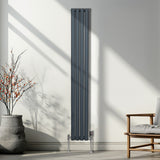 Ovale Kolomradiator & TRV Chroomkranen - 1800mm x 240mm – Antraciet Grijs