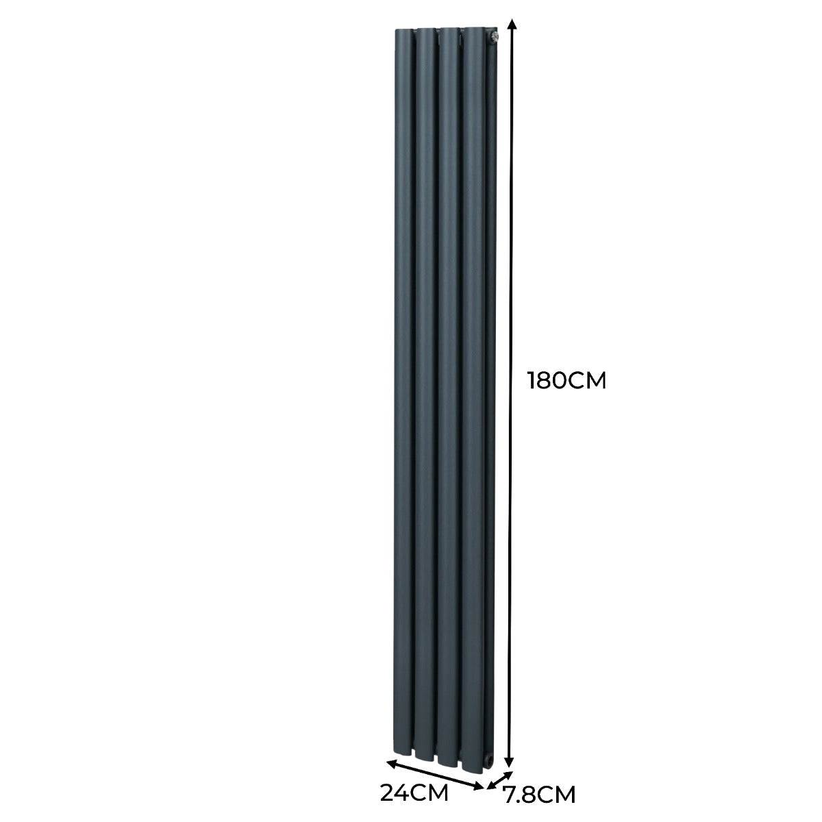 Ovale Kolomradiator & TRV Chroomkranen - 1800mm x 240mm – Antraciet Grijs