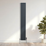 Ovale Kolomradiator & TRV Chroomkranen - 1800mm x 240mm – Antraciet Grijs