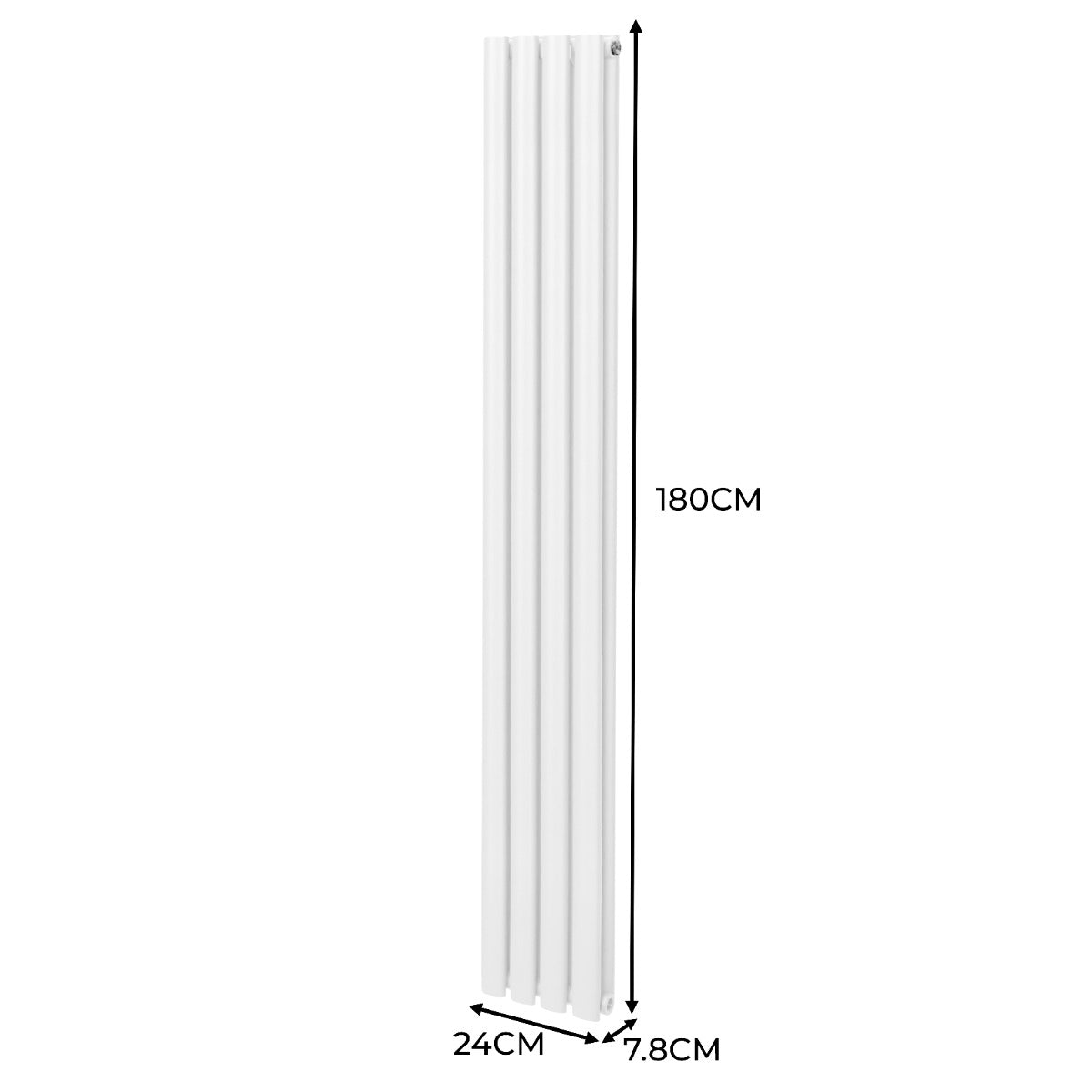 Ovale Kolomradiator & TRV Chroomkranen - 1800mm x 240mm – Wit