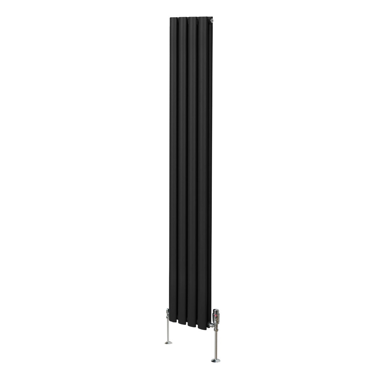 Ovale Kolomradiator & TRV Chroomkranen - 1800mm x 240mm – Zwart