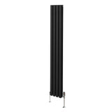 Ovale Kolomradiator & TRV Chroomkranen - 1800mm x 240mm – Zwart