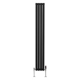 Ovale Kolomradiator & TRV Chroomkranen - 1800mm x 240mm – Zwart