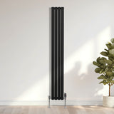 Ovale Kolomradiator & TRV Chroomkranen - 1800mm x 240mm – Zwart