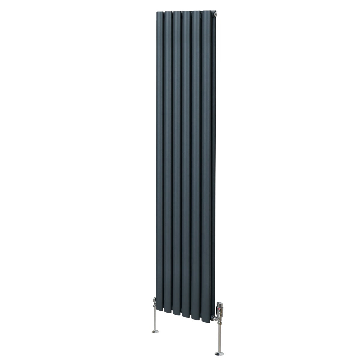 Ovale Kolomradiator & TRV Chroomkranen - 1800mm x 360mm – Antraciet Grijs