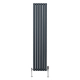 Ovale Kolomradiator & TRV Chroomkranen - 1800mm x 360mm – Antraciet Grijs