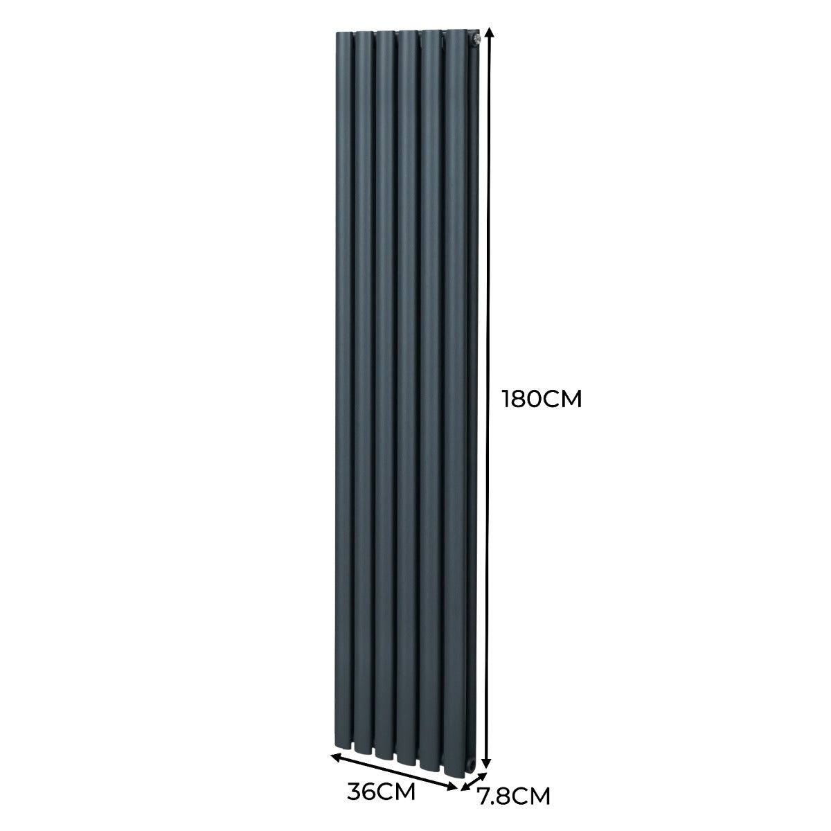 Ovale Kolomradiator & TRV Chroomkranen - 1800mm x 360mm – Antraciet Grijs