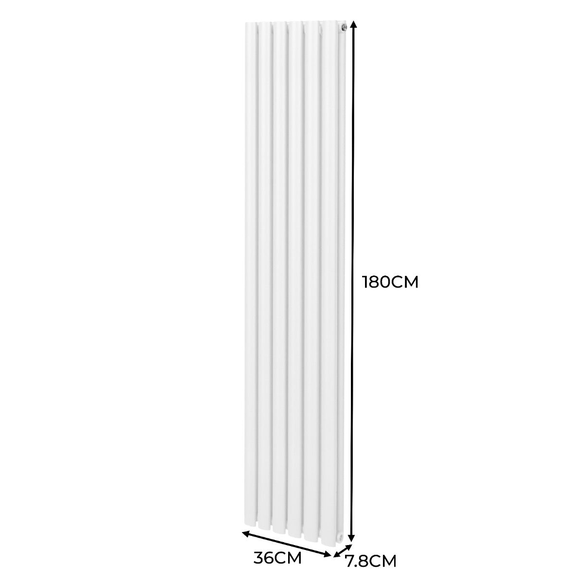 Ovale Kolomradiator & TRV Chroomkranen - 1800mm x 360mm – Wit