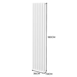 Ovale Kolomradiator & TRV Chroomkranen - 1800mm x 360mm – Wit