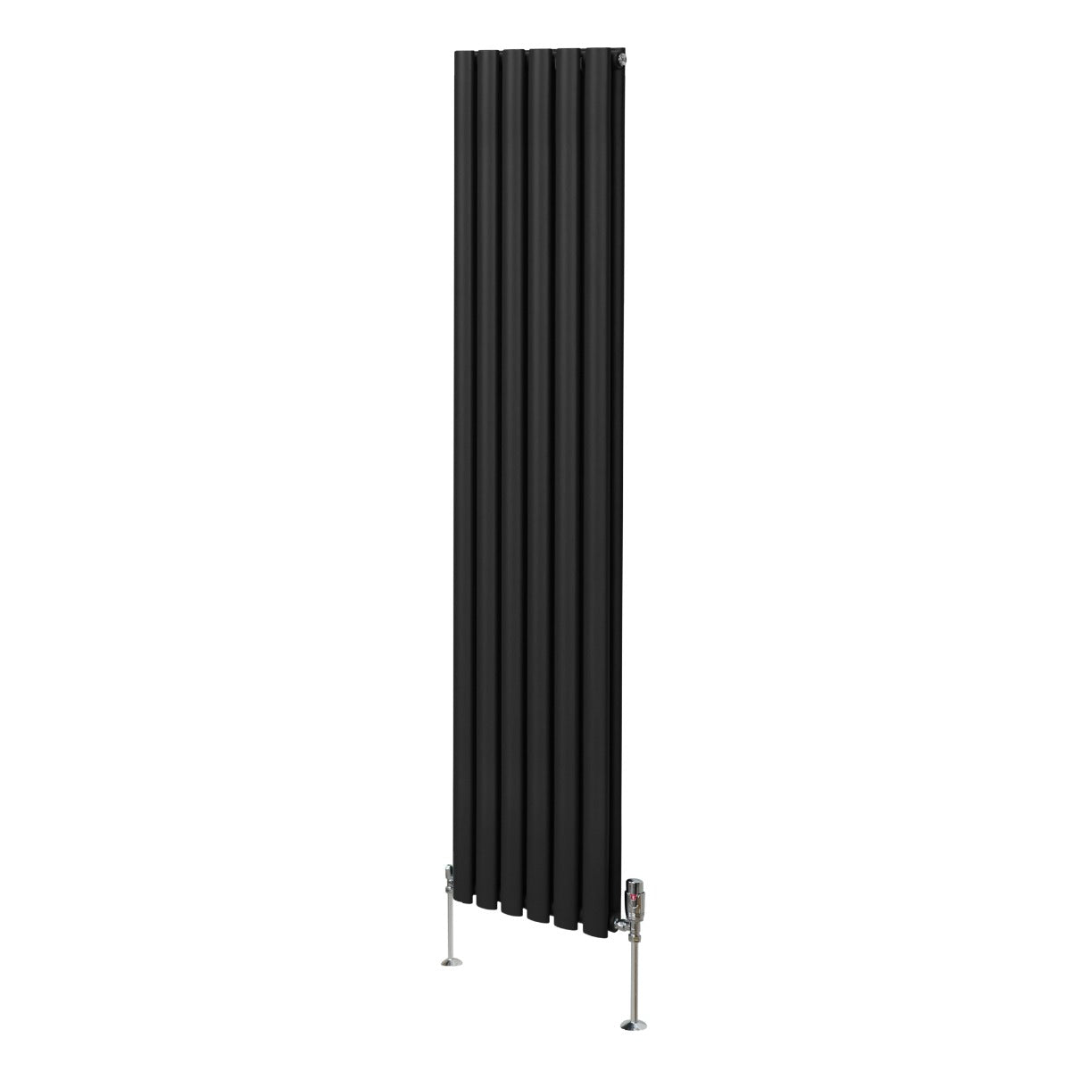 Ovale Kolomradiator & TRV Chroomkranen - 1800mm x 360mm – Zwart