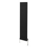 Ovale Kolomradiator & TRV Chroomkranen - 1800mm x 360mm – Zwart