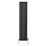 Ovale Kolomradiator & TRV Chroomkranen - 1800mm x 360mm – Zwart