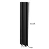 Ovale Kolomradiator & TRV Chroomkranen - 1800mm x 360mm – Zwart