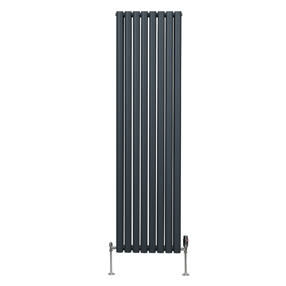 Ovale Kolomradiator & TRV Chroomkranen - 1800mm x 480mm – Antraciet Grijs