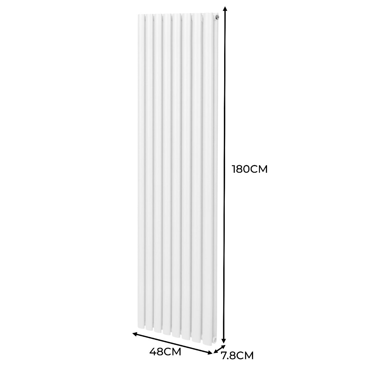 Ovale Kolomradiator & TRV Chroomkranen - 1800mm x 480mm – Wit