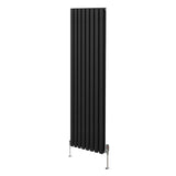 Ovale Kolomradiator & TRV Chroomkranen - 1800mm x 480mm – Zwart