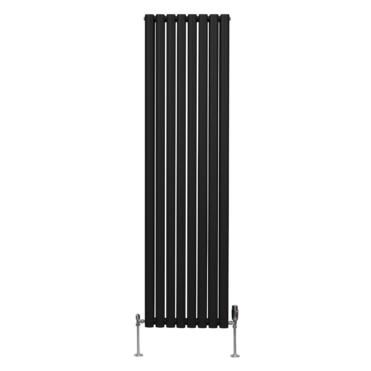 Ovale Kolomradiator & TRV Chroomkranen - 1800mm x 480mm – Zwart